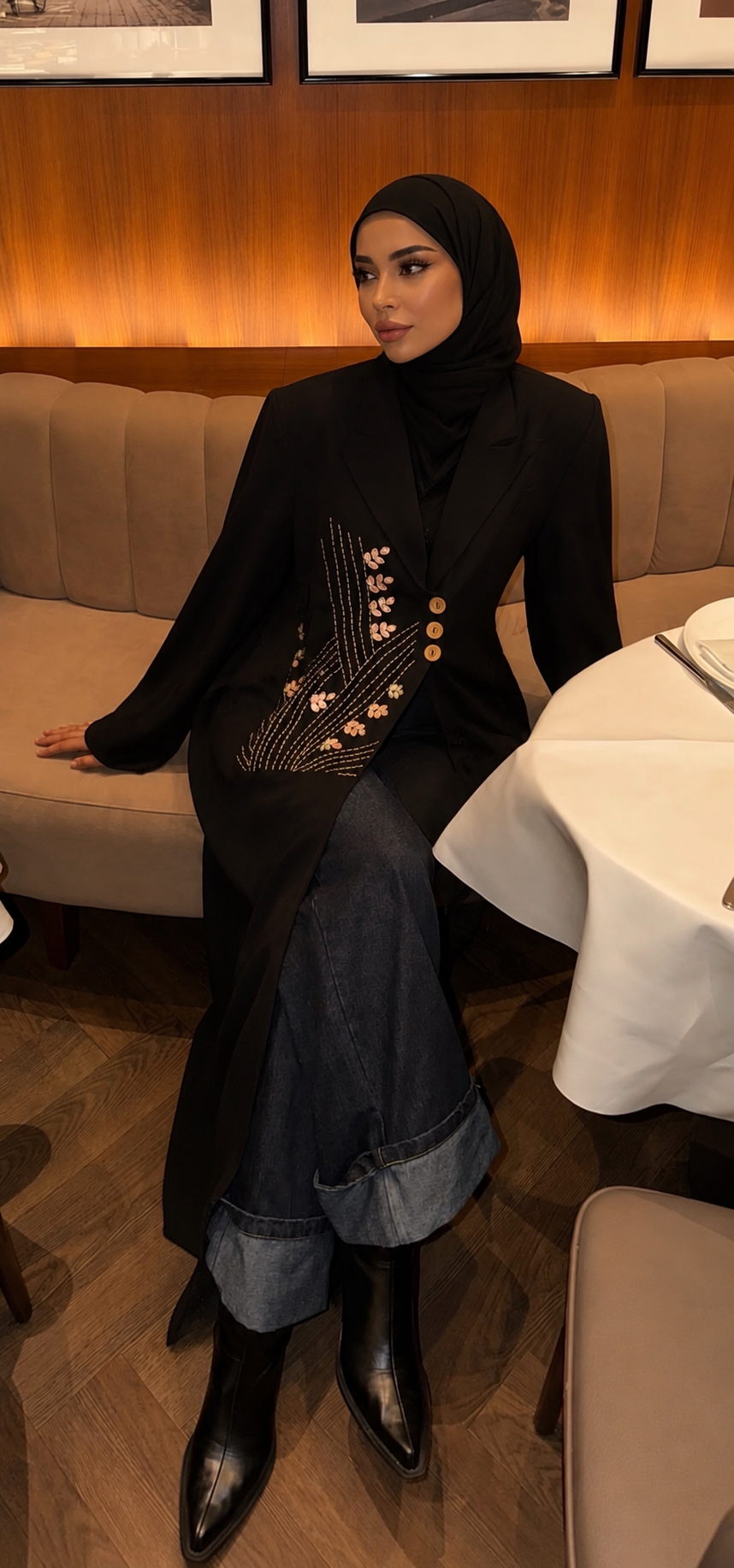 Black Orchid Embroidered abaya