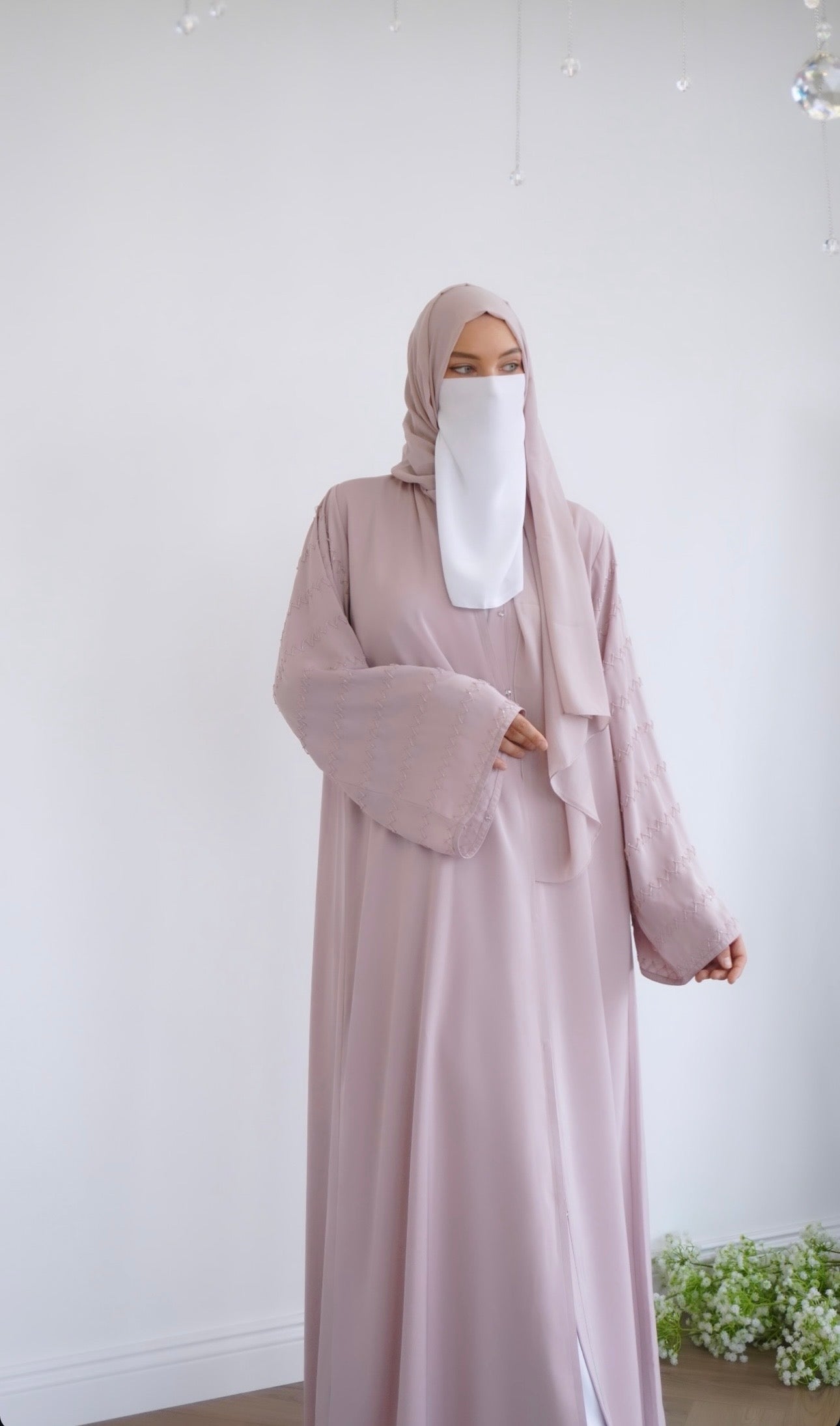 Soft Blush Abaya Set