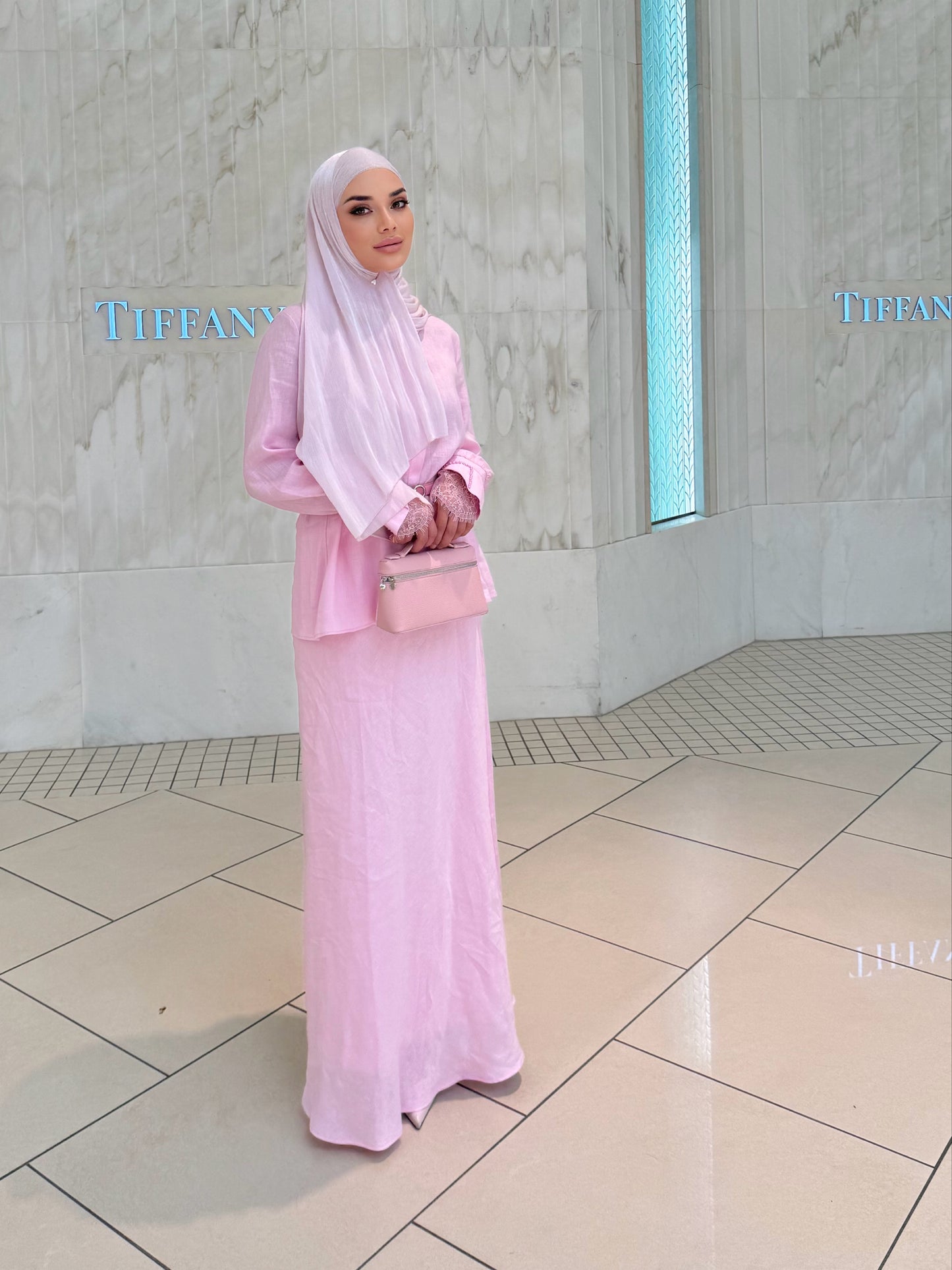 Linen set in pink
