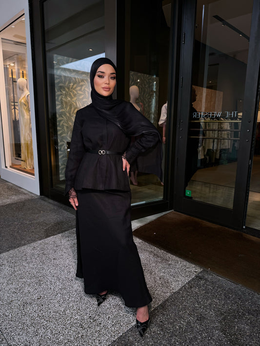 Linen set in black