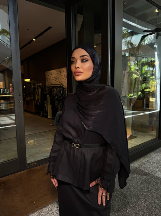 Linen set in black